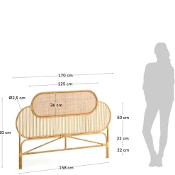 Rattan Kopfteil in Natur für Bett - Lucelo
