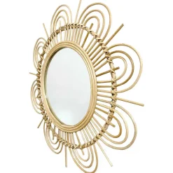 Rattan Spiegel - Blütendesign Geflechtrahmen - Frastiva