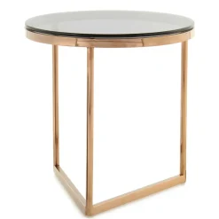 Rauchglas Beistelltisch mit Gestell in Rosegold - Shivan