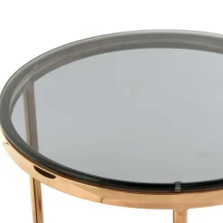 Rauchglas Beistelltisch mit Gestell in Rosegold - Shivan