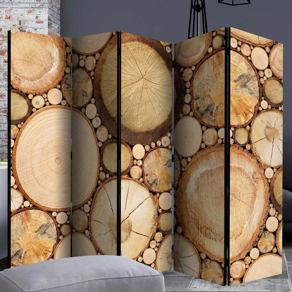 Raumteiler mit Fotodruck Baumscheiben - Siska