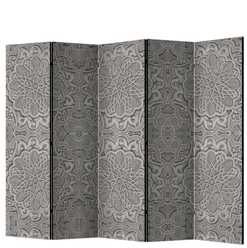 Raumteiler mit Mandala Motiv in Grau - Sololos