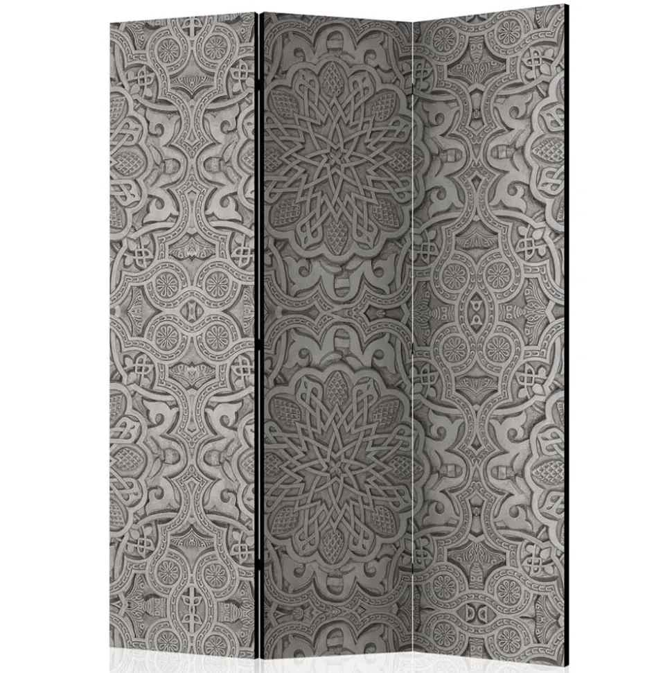 Raumteiler mit Mandala Motiv in Grau - Sololos