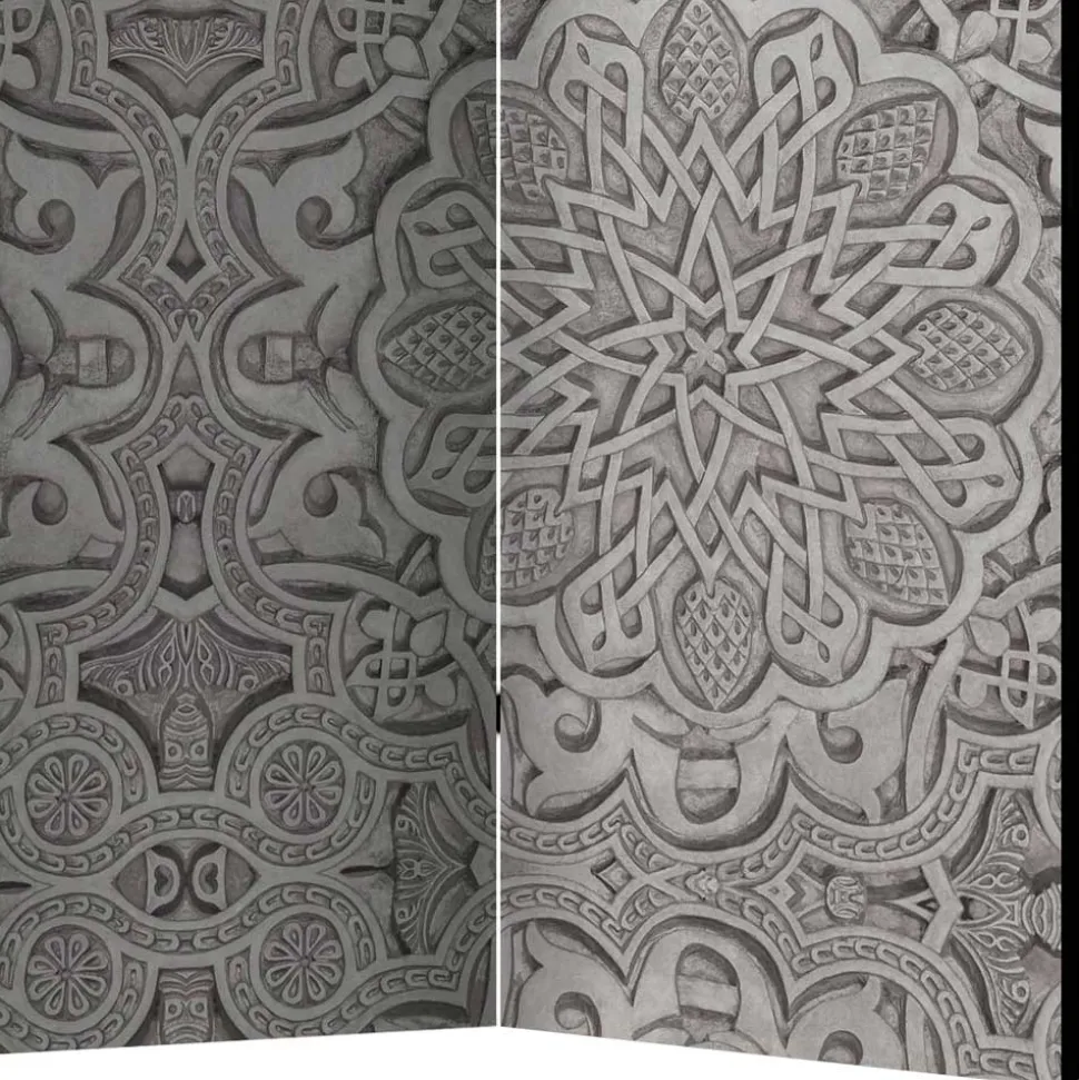 Raumteiler mit Mandala Motiv in Grau - Sololos