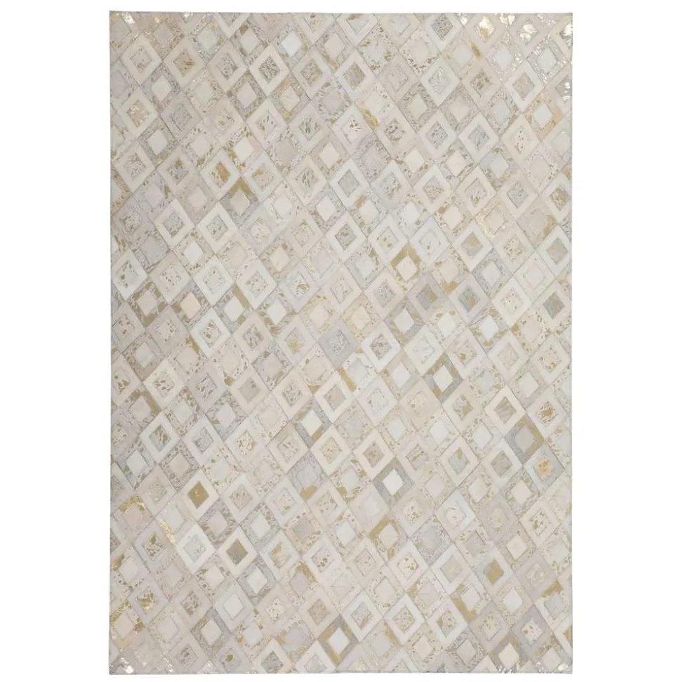 Rauten Patchwork Teppich aus echtem Fell - Seven