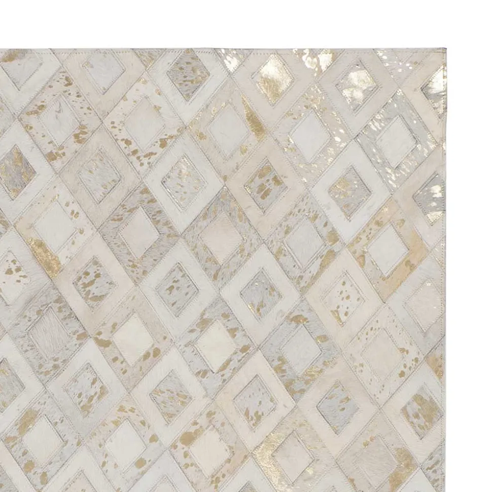 Rauten Patchwork Teppich aus echtem Fell - Seven