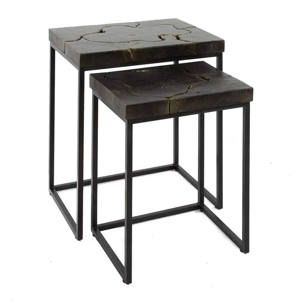 Rechteckige Beistelltische aus Teak - Clarisa (zweiteilig)