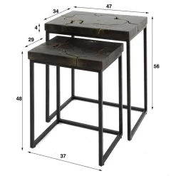 Rechteckige Beistelltische aus Teak - Clarisa (zweiteilig)