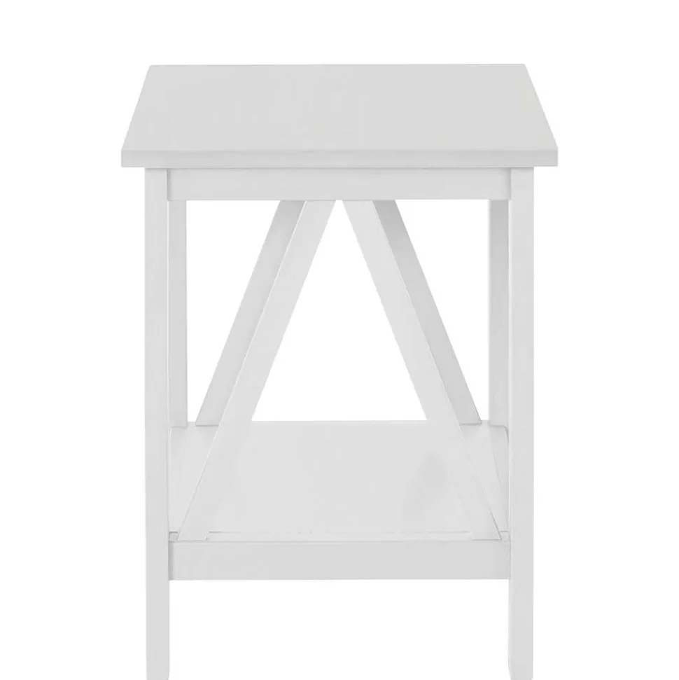 Rechteckiger Beistelltisch in Weiß lackiert - Lydia