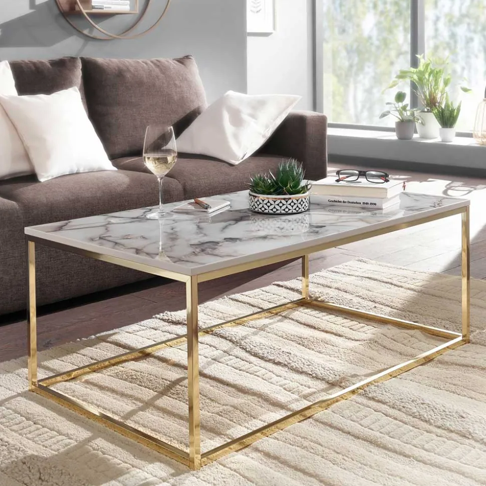 Rechteckiger Couchtisch in Marmor Optik - Saneb