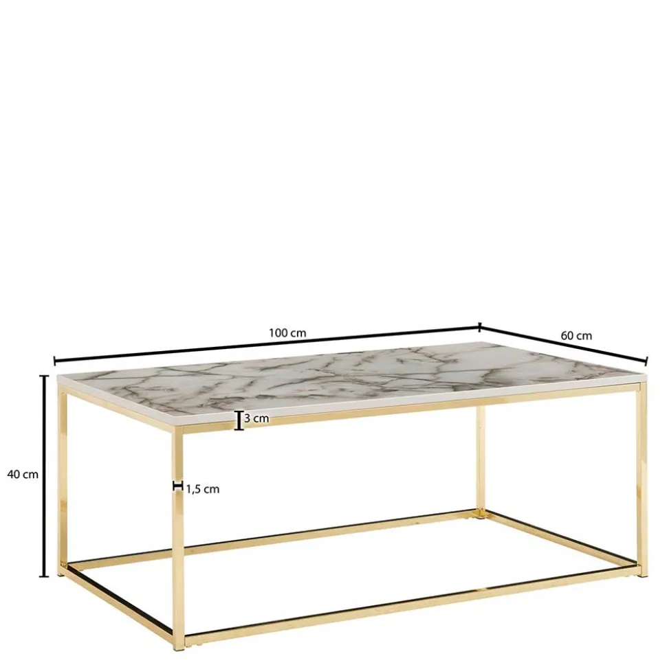 Rechteckiger Couchtisch in Marmor Optik - Saneb