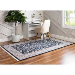 Rechteckiger Orient Teppich in Dunkelblau & Creme - Pandau