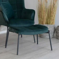 Rechteckiger Polsterhocker aus Samt Dunkelgrün - Sanfetra