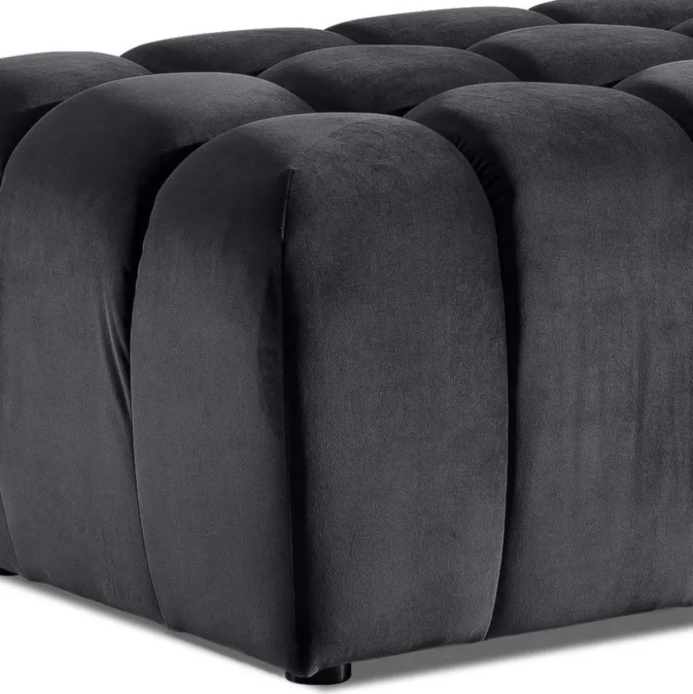 Rechteckiger Samthocker in Dunkelgrau - Zeonela