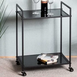 Rechteckiger Servierwagen aus Schwarzglas - Vanila