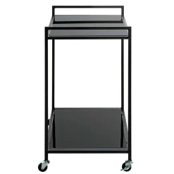 Rechteckiger Servierwagen aus Schwarzglas - Vanila