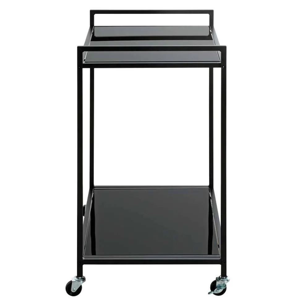 Rechteckiger Servierwagen aus Schwarzglas - Vanila