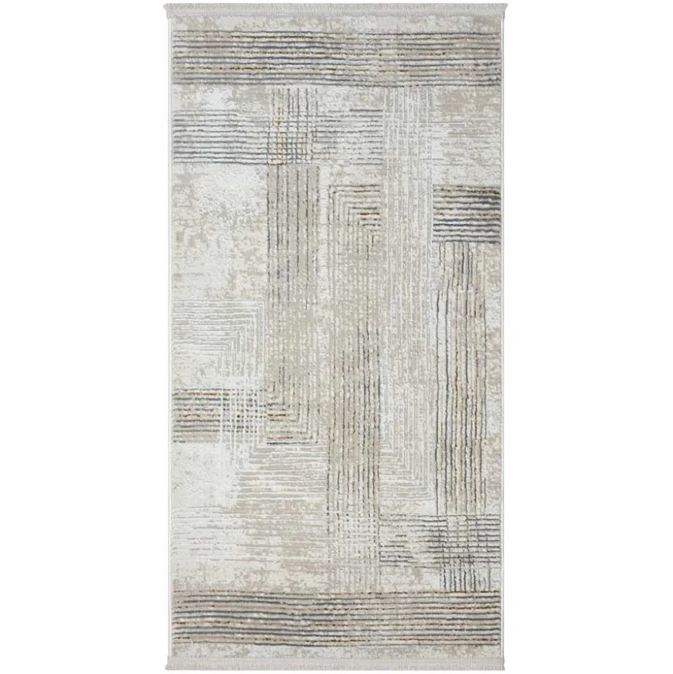 Rechteckiger Teppich in Creme und Hellgrau - Sascora