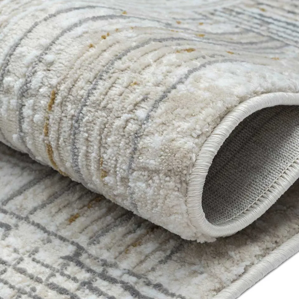 Rechteckiger Teppich in Creme und Hellgrau - Sascora