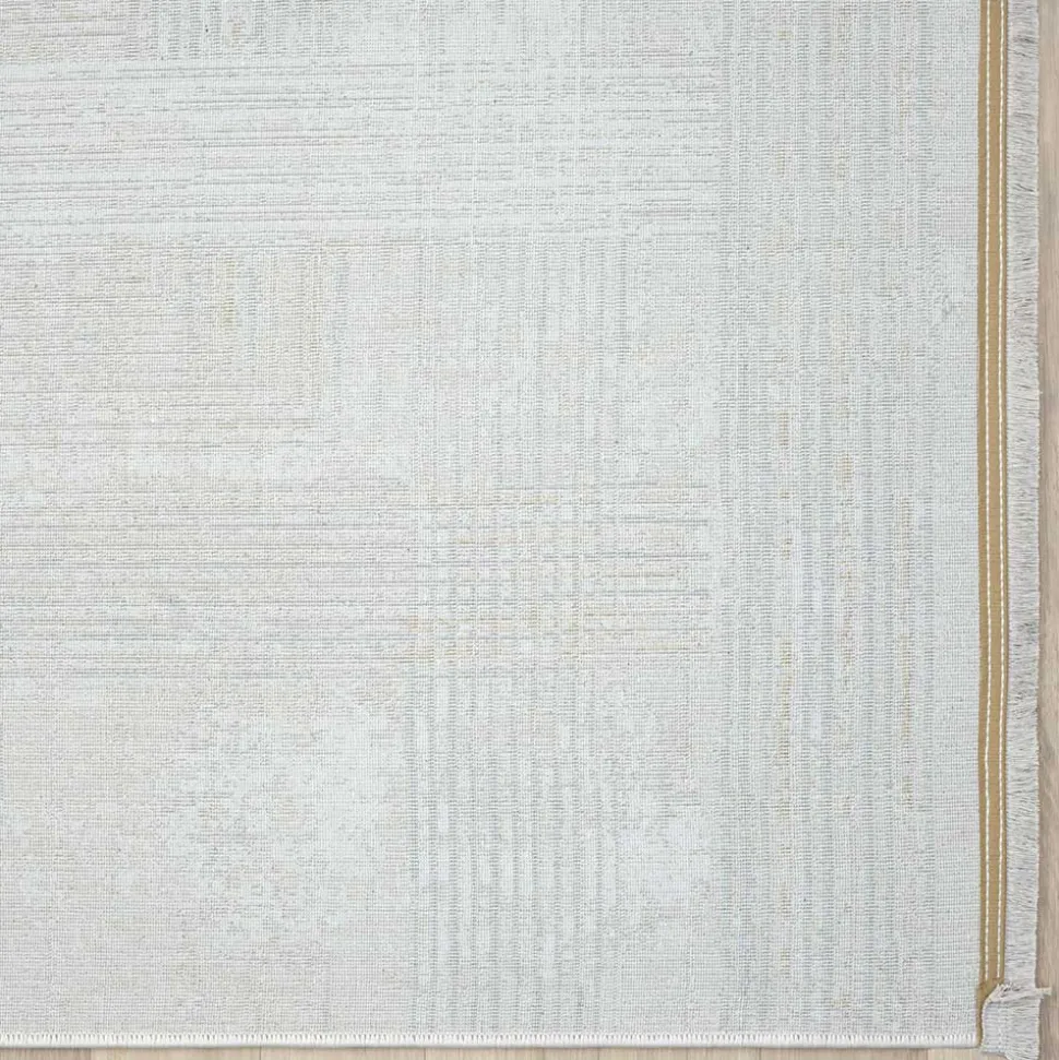 Rechteckiger Teppich in Creme und Hellgrau - Sascora