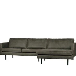 Recyclingleder Sofaecke in Oliv Grün - Laconca