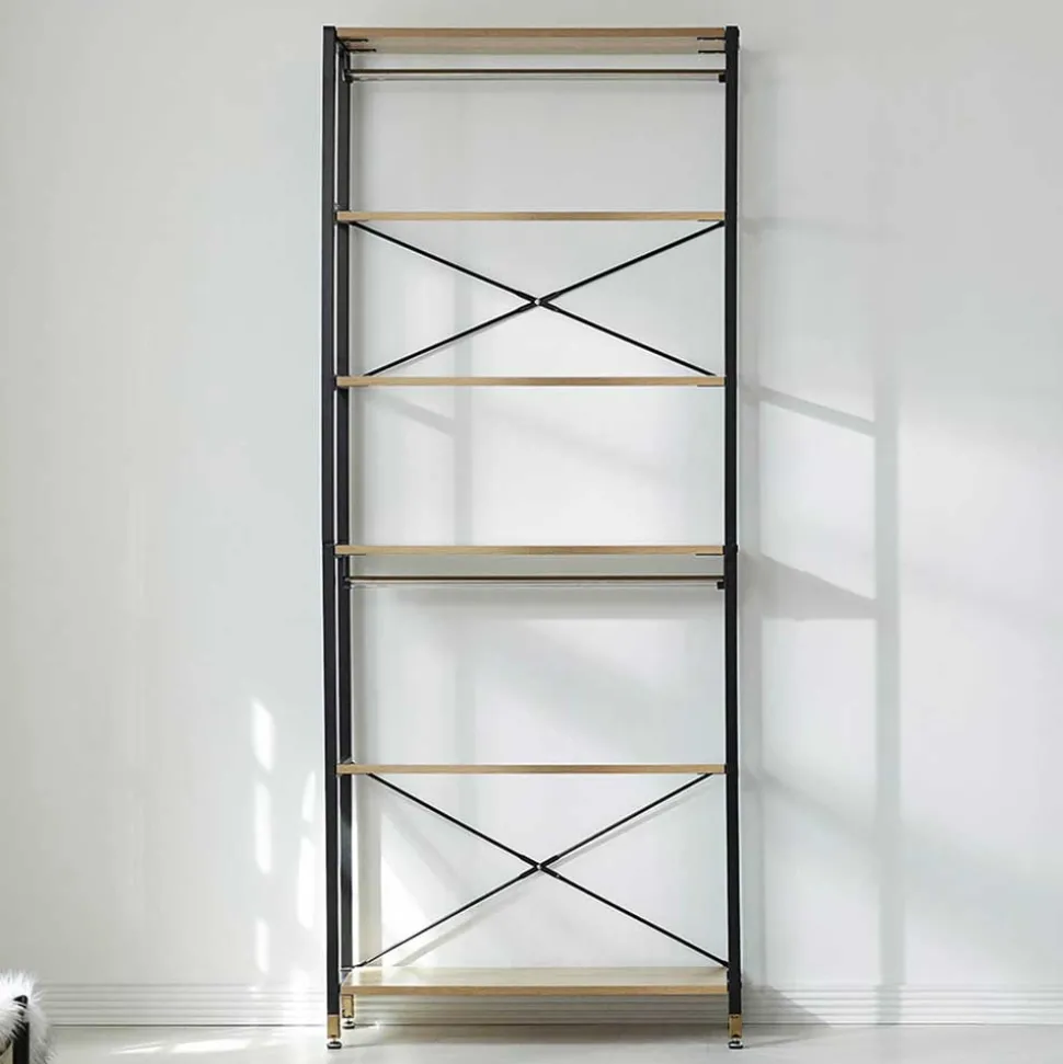 Regal Garderobe aus Metall & MDF in Akazie Optik - Masiela