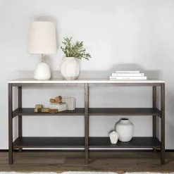 Regal mit Travertin Deckplatte in Beige - Thani