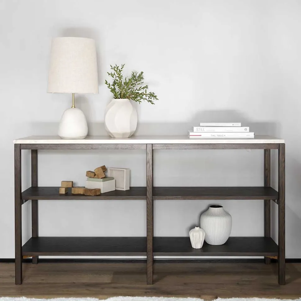 Regal mit Travertin Deckplatte in Beige - Thani