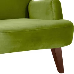 Relax Sessel in Oliv Grün mit Nussbaum - Sofia