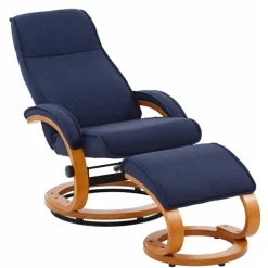 Relaxsessel mit Fußhocker in Dunkelblau - Thani (zweiteilig)