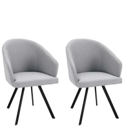 Retro Armlehnenstühle in Hellgrau - Dranico (2er Set)