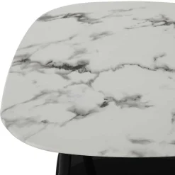 Retro Beistelltisch in Marmor Optik Weiß Grau - Salerno