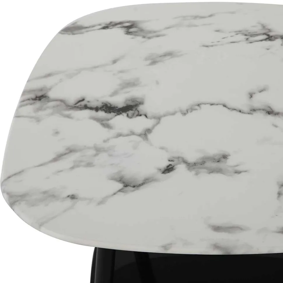 Retro Beistelltisch in Marmor Optik Weiß Grau - Salerno