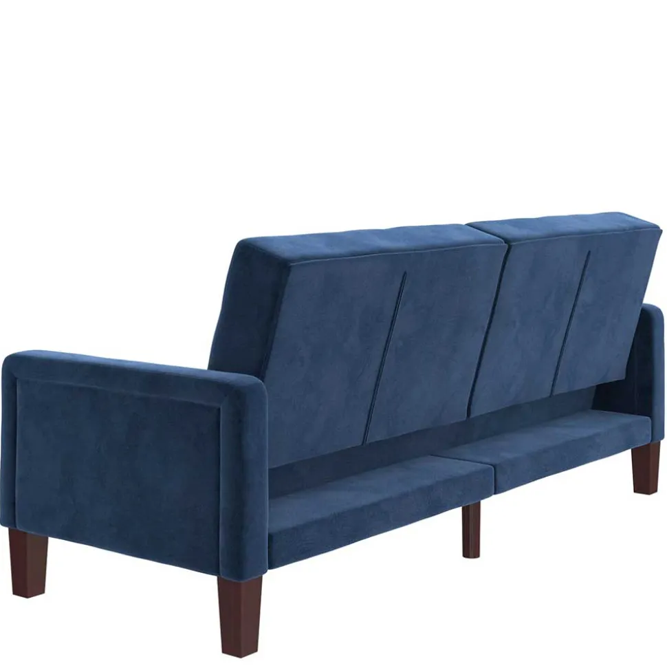 Retro Bettsofa in Blau Samt - Silvaria