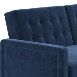 Retro Bettsofa in Blau Samt - Silvaria