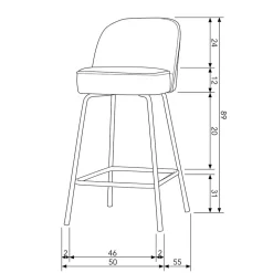 Retro Design Barstuhl in Graugrün Samt - Ilussiana
