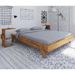 Retro Design Bettanlage aus Wildeiche - Hardus