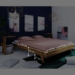 Retro Design Bettanlage aus Wildeiche - Hardus