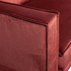 Retro Design 2er Couch in Rotbraun Samt - Enzing