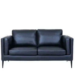 Retro Design Ledercouch in Schwarz - Griffina