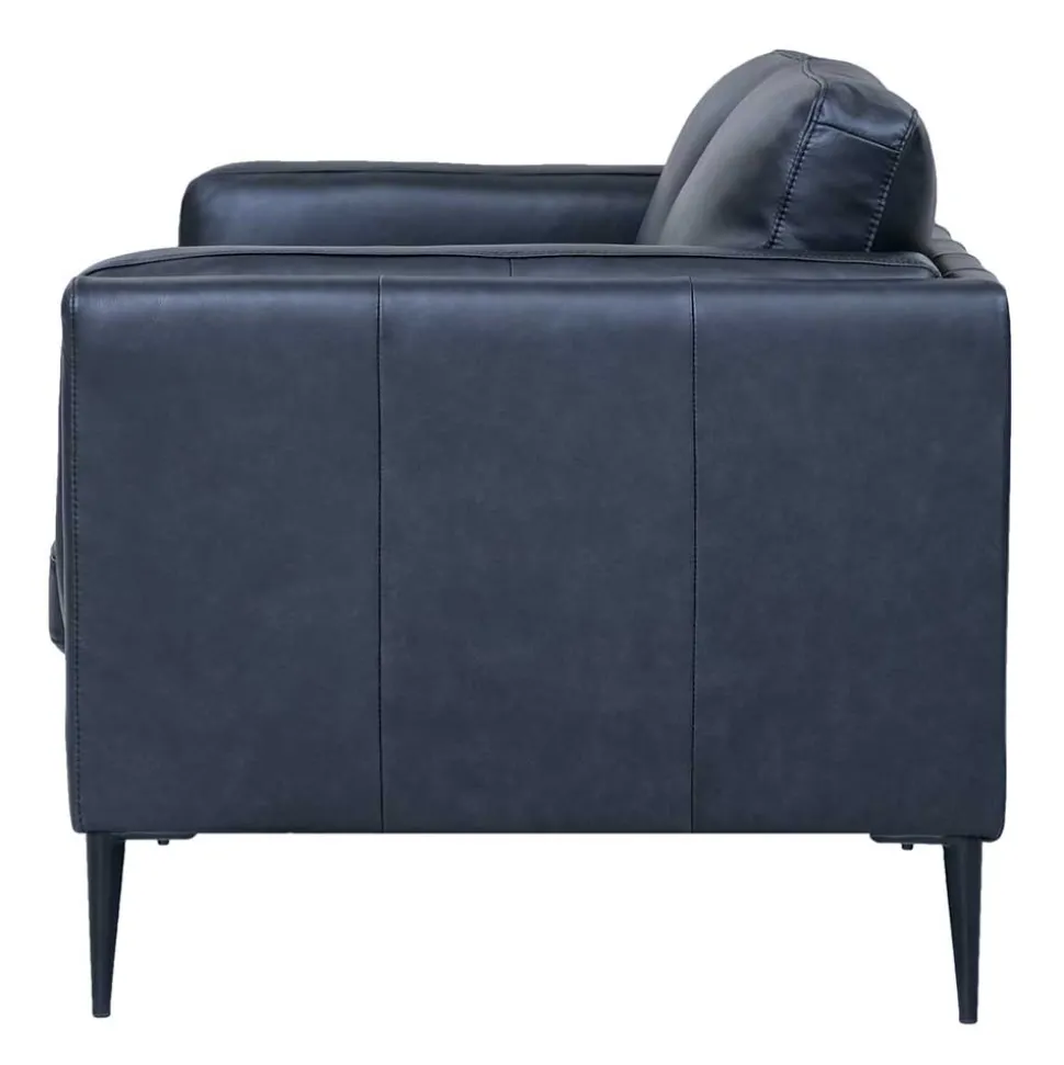 Retro Design Ledercouch in Schwarz - Griffina