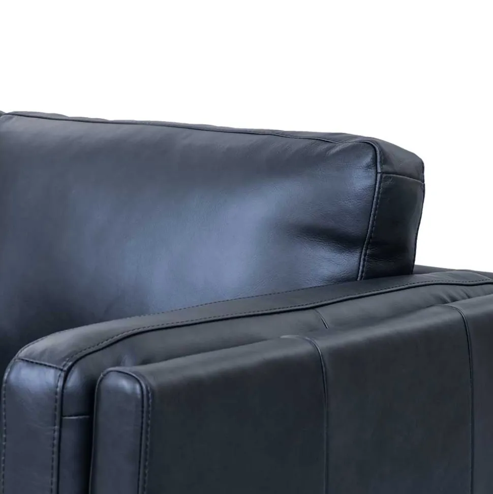 Retro Design Ledercouch in Schwarz - Griffina