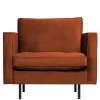 Retro Designsessel in Rost Braun Samt - Naryon