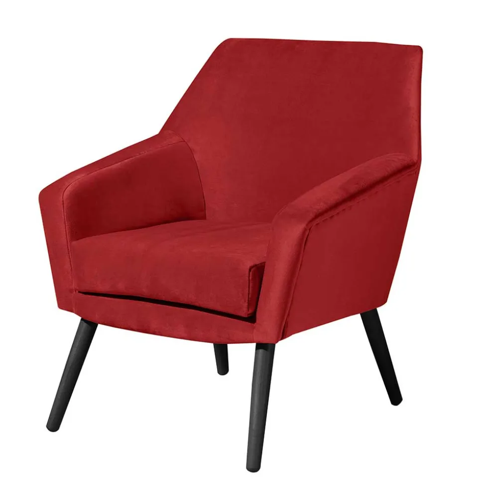 Retro Designsessel in Ziegelrot Samtvelours - Nina