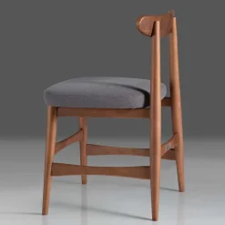 Retro Esstischstuhl in Nussbaum Braun & Grau - Translato