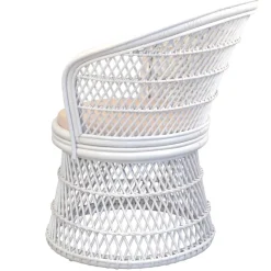 Retro Geflechtsessel aus Rattan in Weiß - Marcello