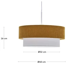 Retro Hängeleuchte in Senfgelb Cord - Dunedin