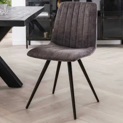 Retro Küchenstühle in Grau Samt - Valjita (4er Set)