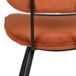 Retro Küchenstuhl in Rost Braun Cord-Bezug - Candeloco (2er Set)