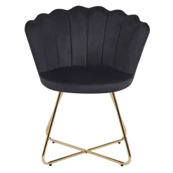 Retro Muschelstühle in Schwarz Samt - Rubins (2er Set)